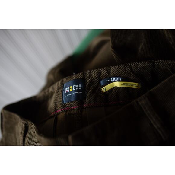 Anthropologie Colette Cropped Wide-Leg Pants Corduroy Edition 27 Moss - Picture 5 of 5